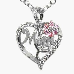 Silver Heart mom necklace